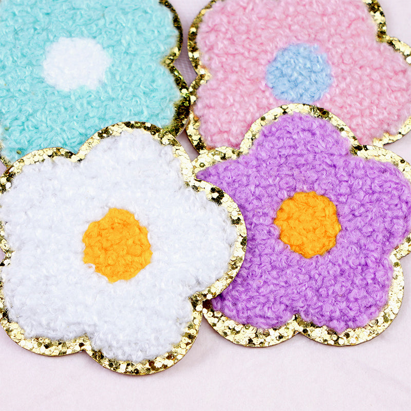 ZHAOSHUN Sunflowers Clothes with small floral patches and gold edge Chenille embroidery patches