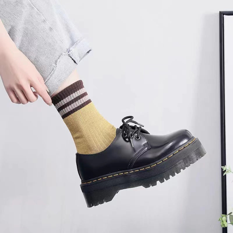 CHAOLUN women's platform shoes CL2202 Thick sole Martin small leather shoes retro British college style Mary Jane single shoes