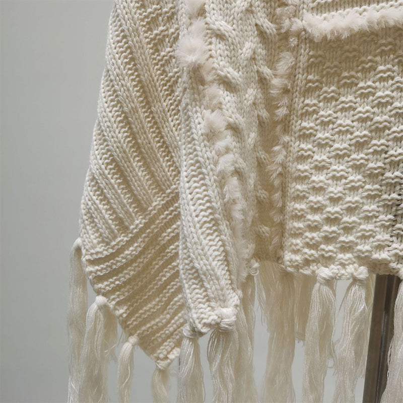 YuXiang New apricot tassel knit sweater high neck spring and autumn retro ladies sweater twill long sleeve Lazy style Thin section