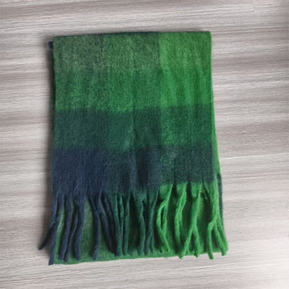 YuXiang Winter new senior sense thickened warm scarf tassel models female AC scarf neck shawl multi-purpose folk style Winter Warmth