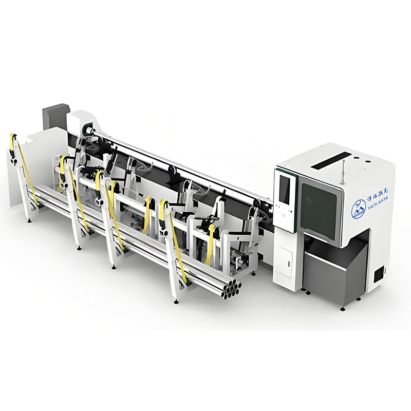 YueGe Automatic feeding two chucks laser tube cutting machine High-power fiber laser cutting machine CNC fiber laser cutting machine
