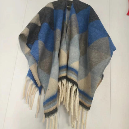 YuXiang Fall and winter fashion new mohair open shawl scarf Korean version of the outdoor warm coat Shoulder protection padded