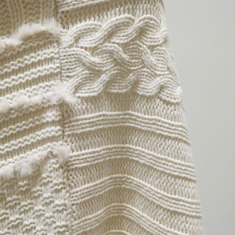 YuXiang New apricot tassel knit sweater high neck spring and autumn retro ladies sweater twill long sleeve Lazy style Thin section