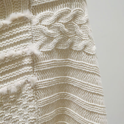 YuXiang New apricot tassel knit sweater high neck spring and autumn retro ladies sweater twill long sleeve Lazy style Thin section