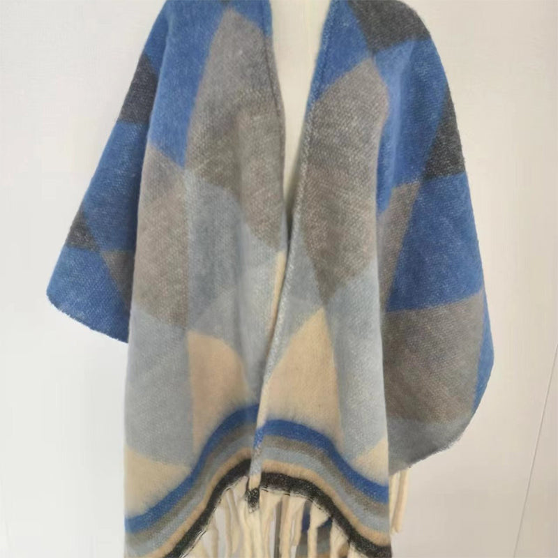 YuXiang Fall and winter fashion new mohair open shawl scarf Korean version of the outdoor warm coat Shoulder protection padded