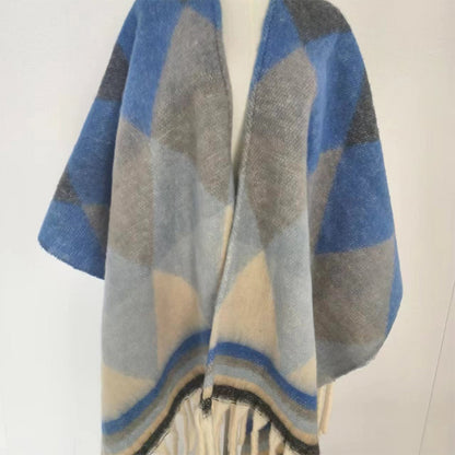 YuXiang Fall and winter fashion new mohair open shawl scarf Korean version of the outdoor warm coat Shoulder protection padded