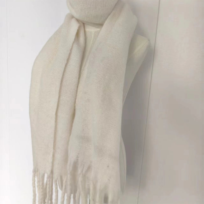 YuXiang New scarf Korean version of the girls autumn and winter senior wild mohair warm monochrome scarves Mohair Thickened