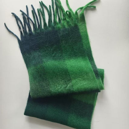 YuXiang Winter new senior sense thickened warm scarf tassel models female AC scarf neck shawl multi-purpose folk style Winter Warmth