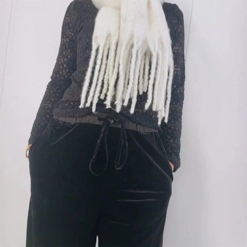 YuXiang New scarf Korean version of the girls autumn and winter senior wild mohair warm monochrome scarves Mohair Thickened