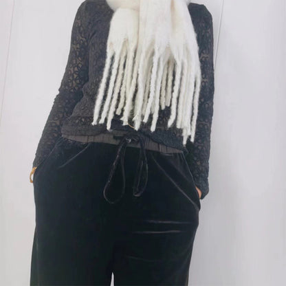 YuXiang New scarf Korean version of the girls autumn and winter senior wild mohair warm monochrome scarves Mohair Thickened