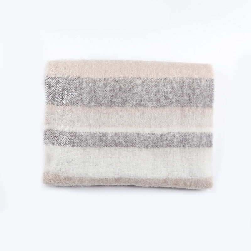 YuXiang Ambient sense of fall and winter warm scarf new Korean version of the tassel hundred stripes thickened neck scarf Student ins tide