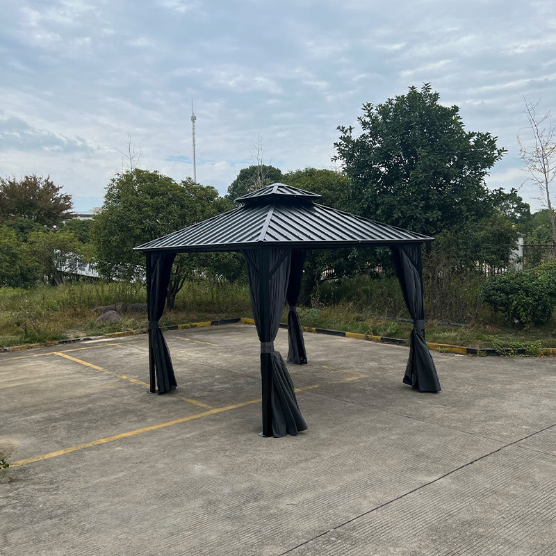 YinShiSheng Aluminium double roof canopy with galvanised sheet YS1095 3X3M(10'x10') Starting lot size 20 anti-corrosion Landscape