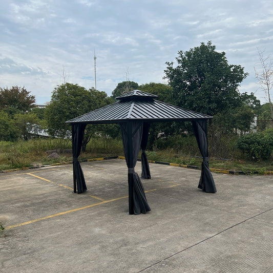 YinShiSheng Aluminium double roof canopy with galvanised sheet YS1095 3X3M(10'x10') Starting lot size 20 anti-corrosion Landscape