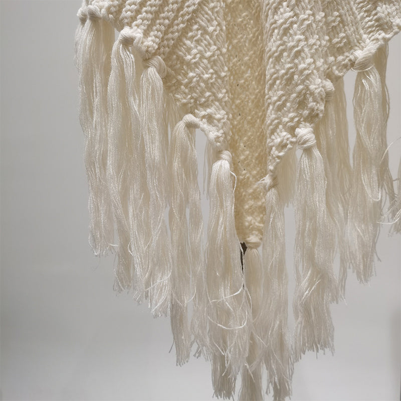 YuXiang New apricot tassel knit sweater high neck spring and autumn retro ladies sweater twill long sleeve Lazy style Thin section