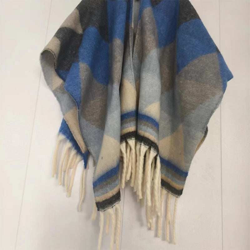 YuXiang Fall and winter fashion new mohair open shawl scarf Korean version of the outdoor warm coat Shoulder protection padded