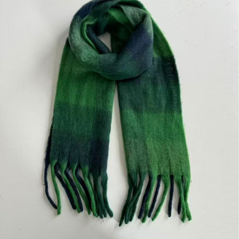 YuXiang Winter new senior sense thickened warm scarf tassel models female AC scarf neck shawl multi-purpose folk style Winter Warmth