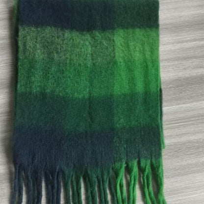 YuXiang Winter new senior sense thickened warm scarf tassel models female AC scarf neck shawl multi-purpose folk style Winter Warmth